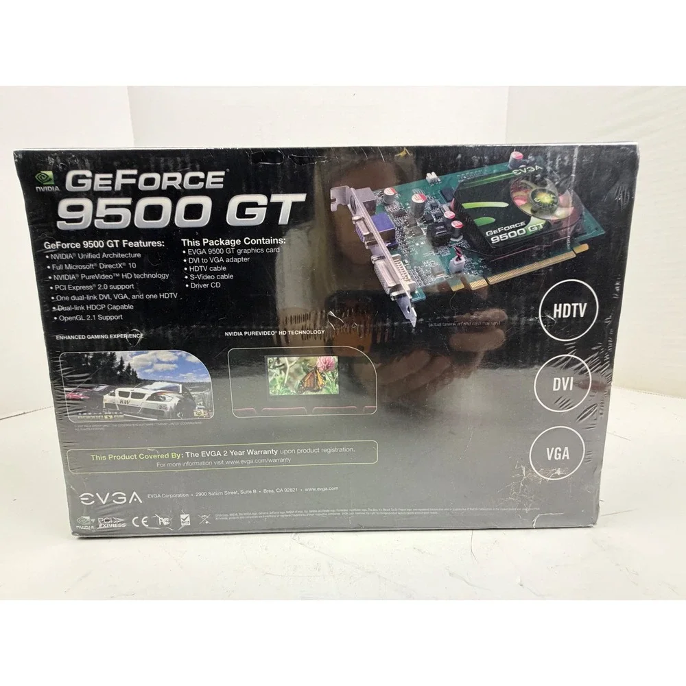 EVGA NVIDIA GeForce‎ 9500 GT 1GB DDR2 PCI-E 2.0 Graphics Card GPU New Sealed